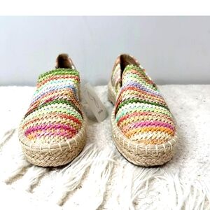 Joie CARA 9M Colorful Striped Woven Espadrille Loafers